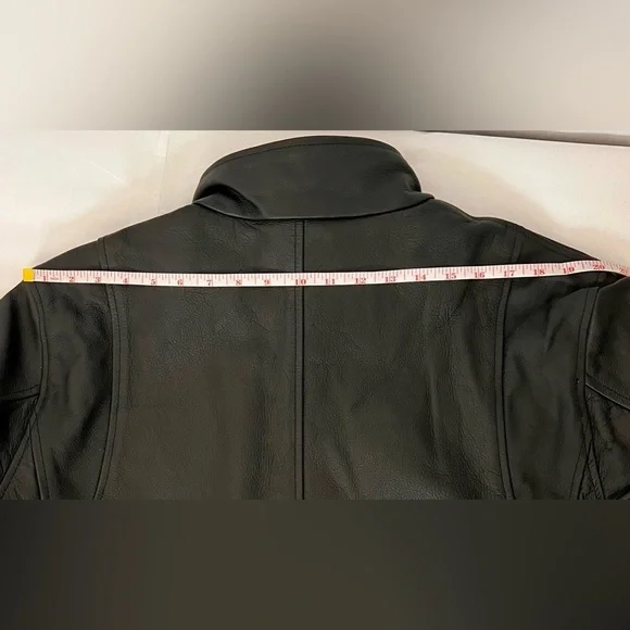 *CUSTOM* Mens Black Cafe Racer Leather Jacket With White Stripes Size L - Picture 10 of 15